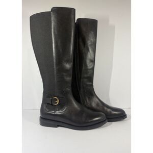 Cole Haan Celestina Black Leather Knee-High Riding Boots Size 8